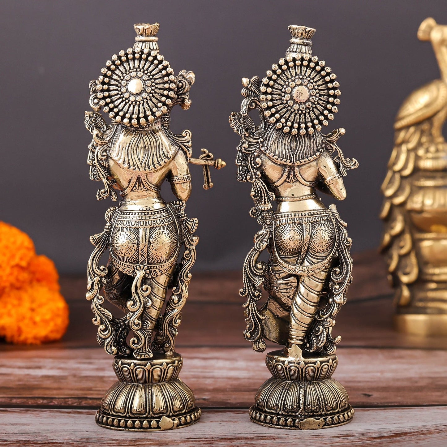 Brass Superfine Radha Krishna Idols For Home Temple Decor 6 Inch