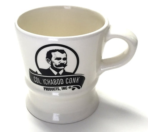 White Ceramic Shave Mug - Black Col. Conk Logo