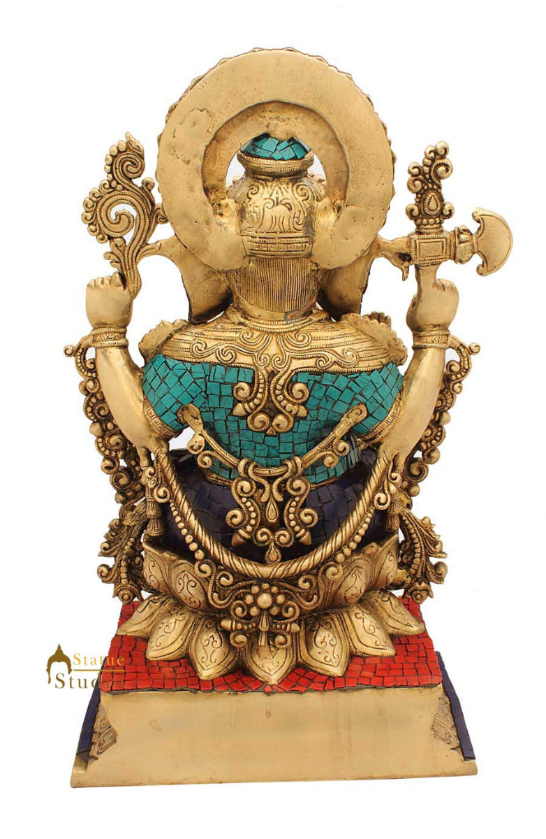 Brass South Indian Style Ganesha Idol For Home Mandir Decor 19"