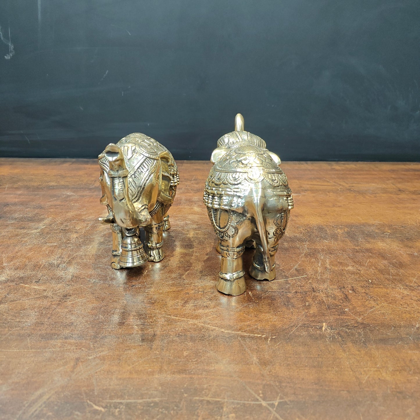 Brass elephant sculpture india figurine home décor wild animal 7"