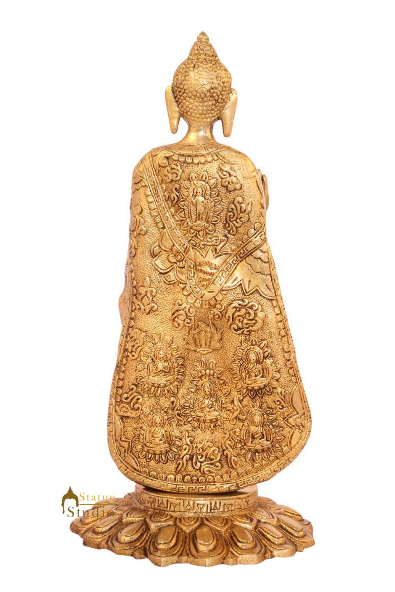 Brass bronze Antique buddha statue tibet décor chinese thai buddhism 11"
