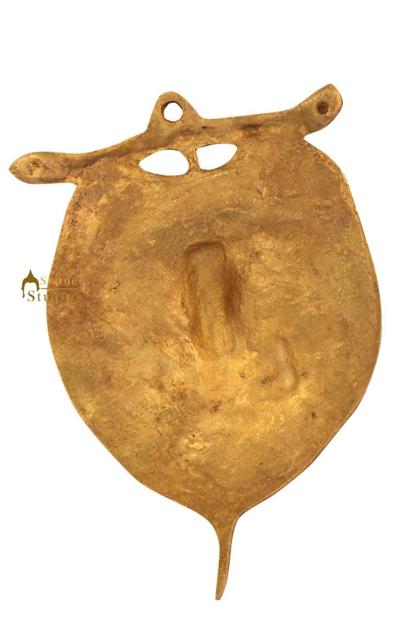 Brass hindu god ganesha on branch wall décor removable 6"