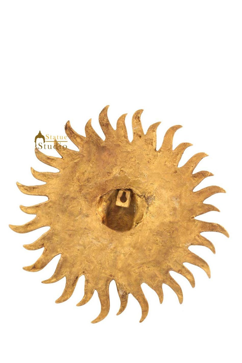 Brass hindu god lord ganesha om sun mask wall décor removable hanging showpiece