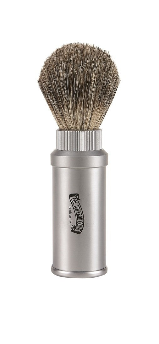 Col. Conk Badger Travel Shave Brush, Matte Aluminium Case