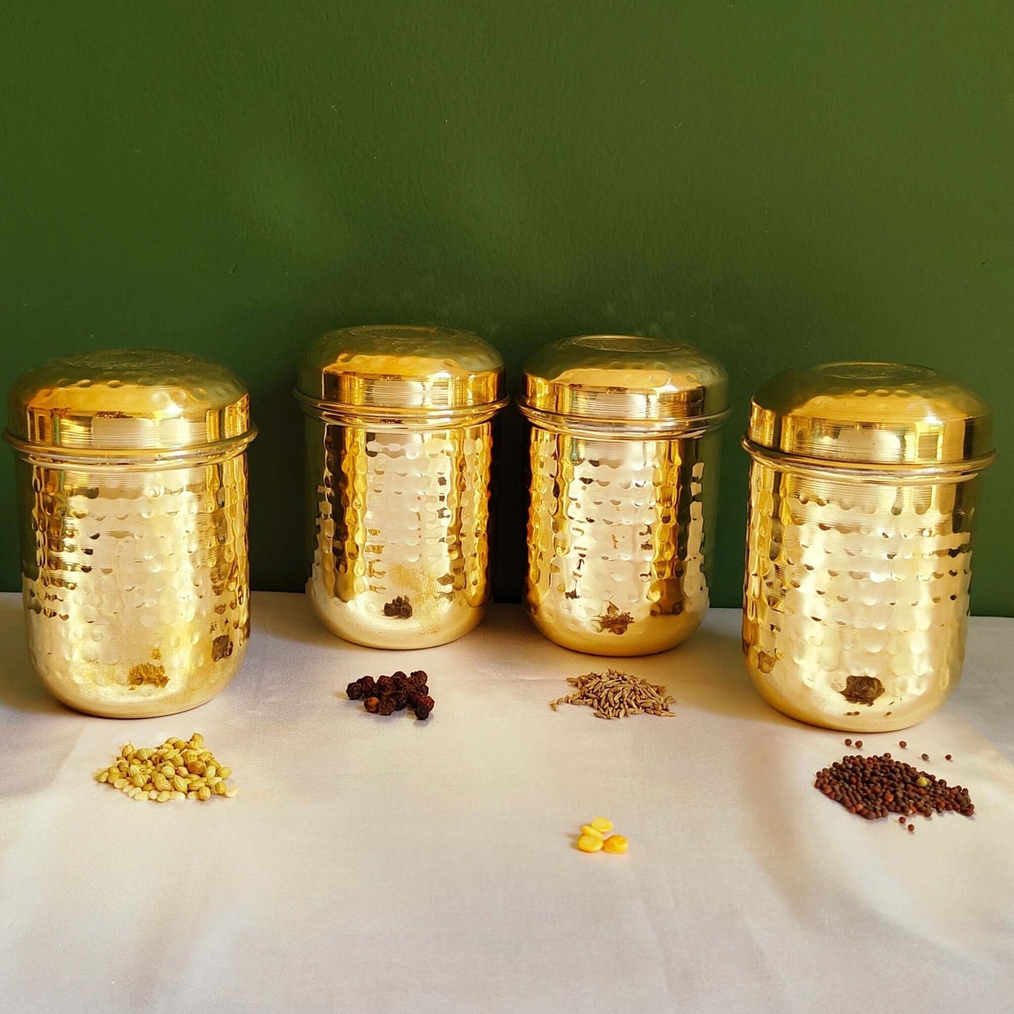 Brass Storage Canister Hammered - Extra Small (Set of 2) - Sama Homes