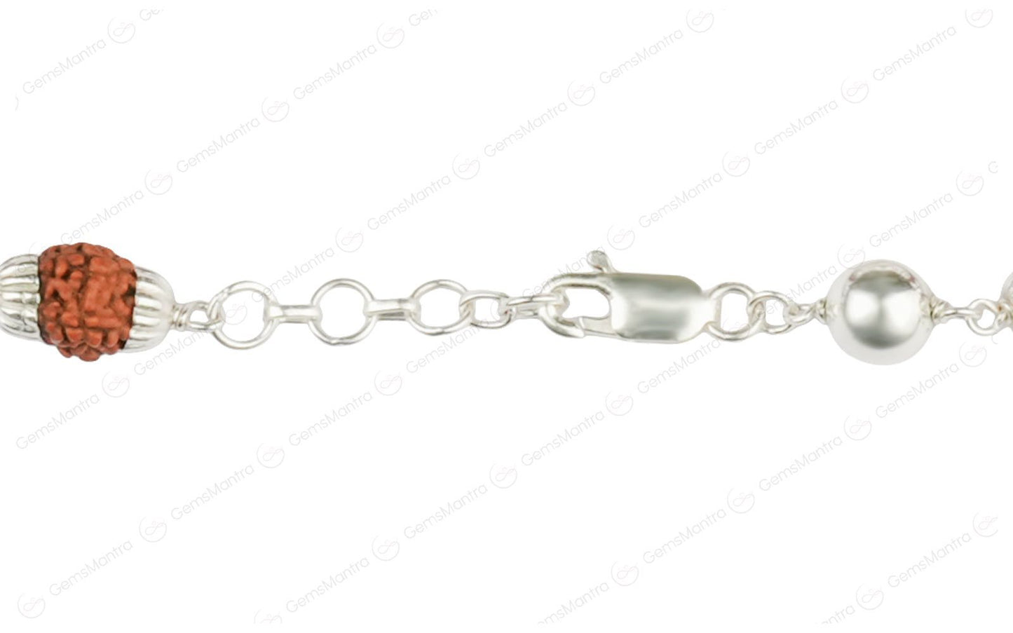 Original 5 Mukhi Rudraksha Bracelet with 6 Silver Moti for Kids with Certificate