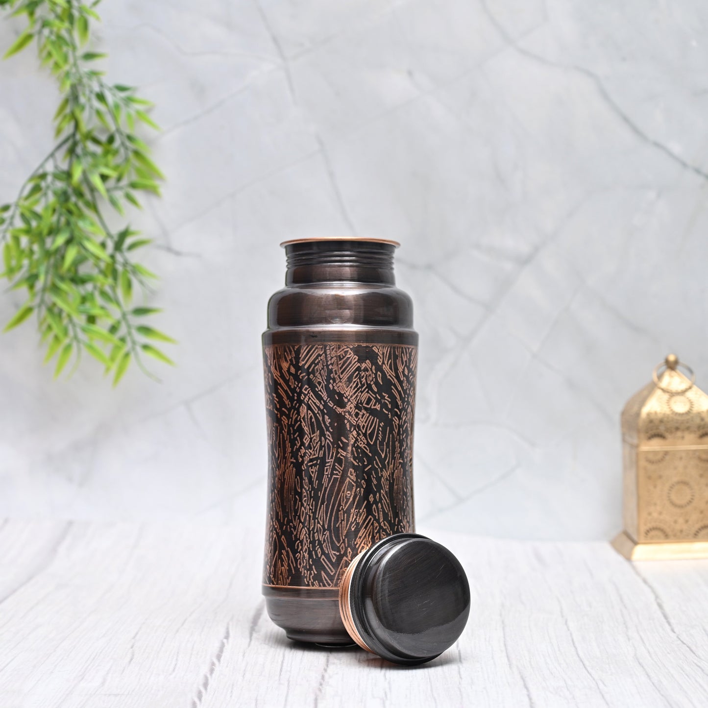 Pure Copper Water Bottle Black Antique Ozone Design Capacity 1300ML – Image 2