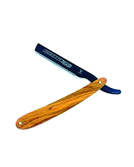 DOVO Shavette Straight Razor – Black Aluminum & Genuine Olive Wood Handle