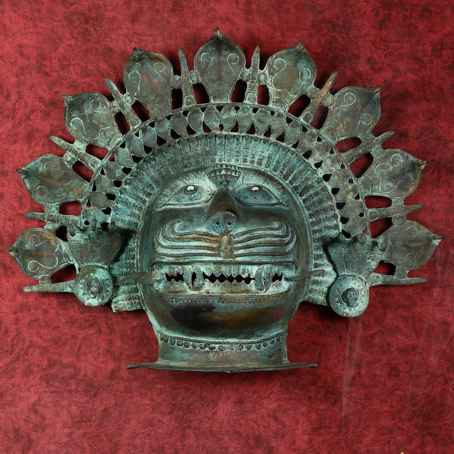 Vintage Bhuta Mask Wall Hanging - Bronze Lost Wax - 21" - Sama Homes Idol - Brass Sculpture