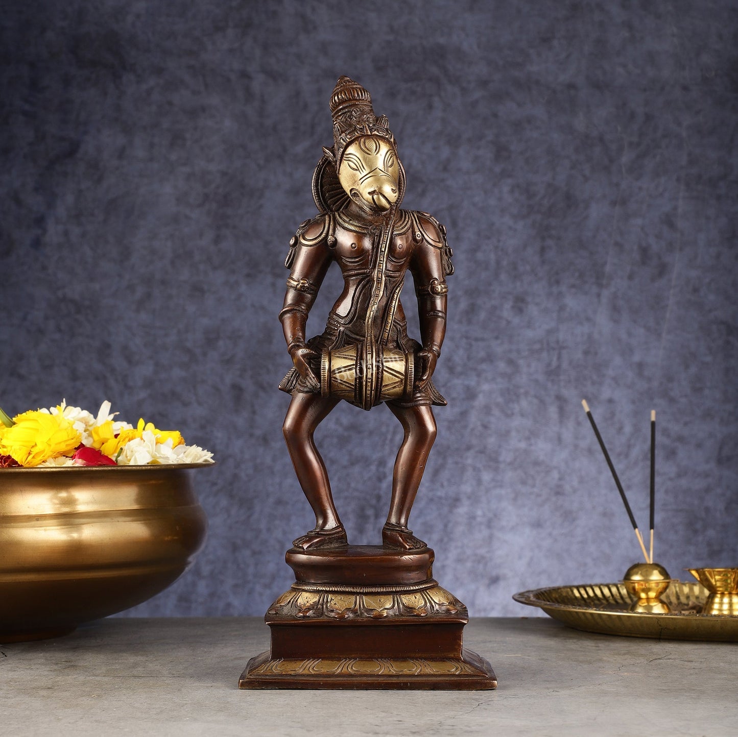 Hayagriva brass idol Restorer of Vedas 12.5" - Sama Homes Idol - Brass Sculpture