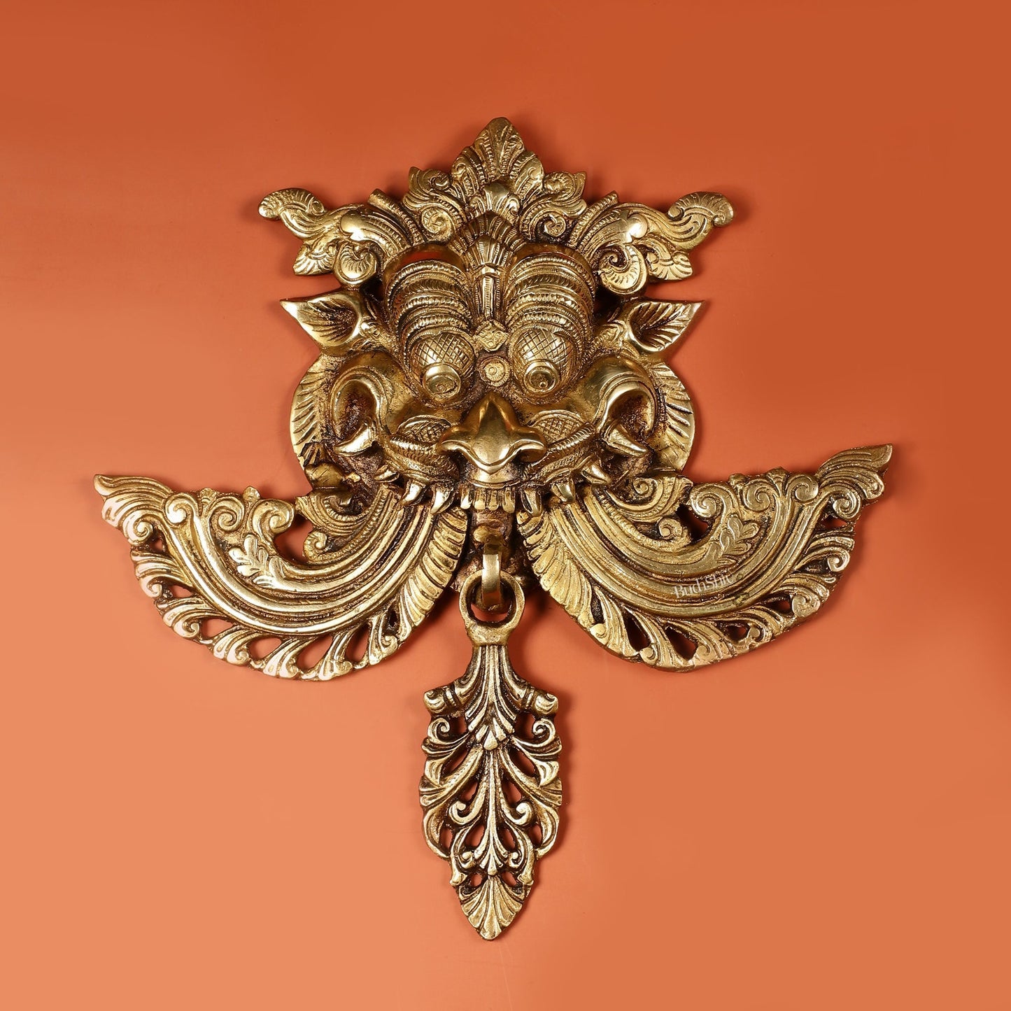 Pure Brass Kirtimukha Yali Wall Hanging - 11" Height - Sama Homes Idol - Brass Sculpture