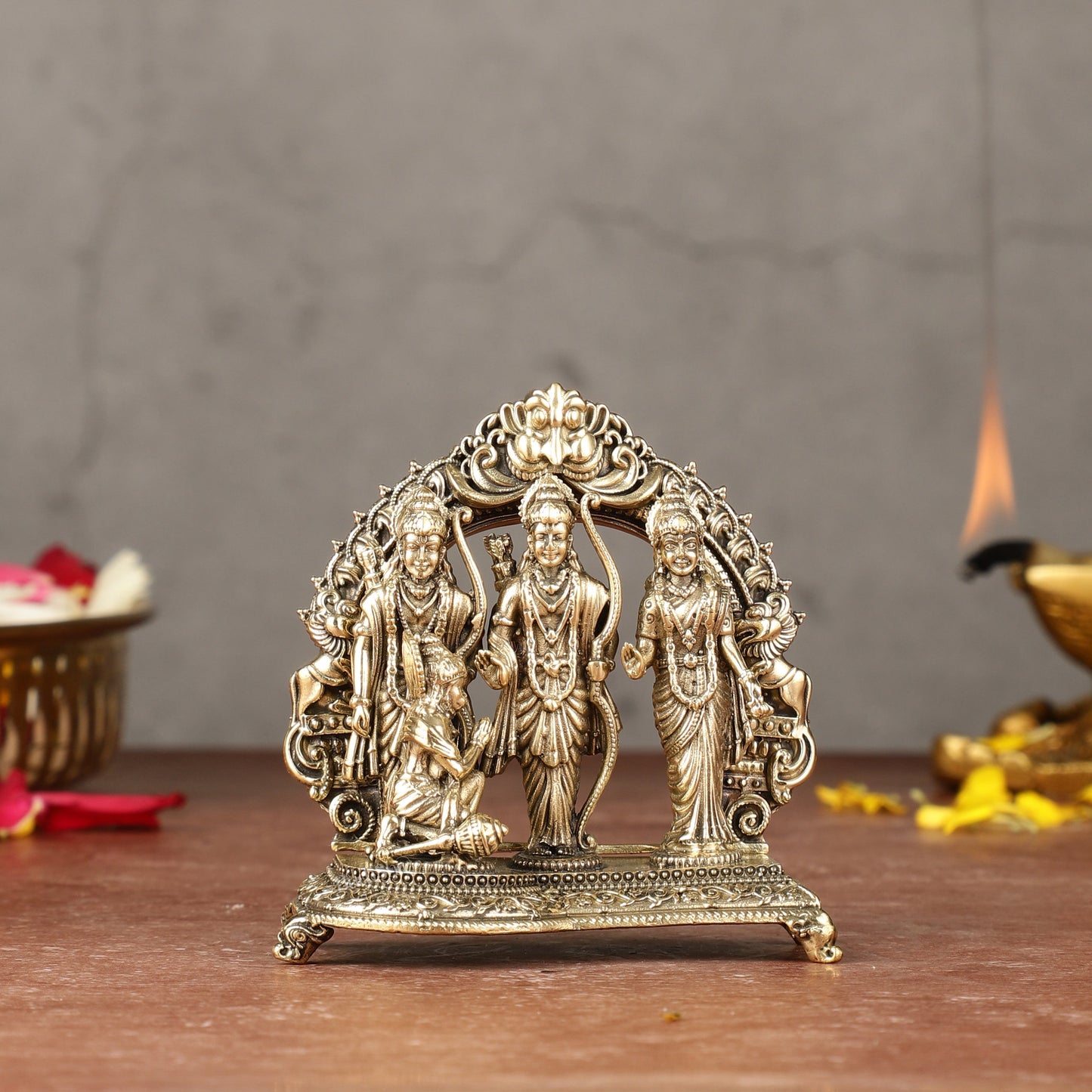 Brass Ram Darbar Lightweight Idol - 4-inch | 100% Certified Copper & Brass - Sama Homes Idol - Brass Sculpture