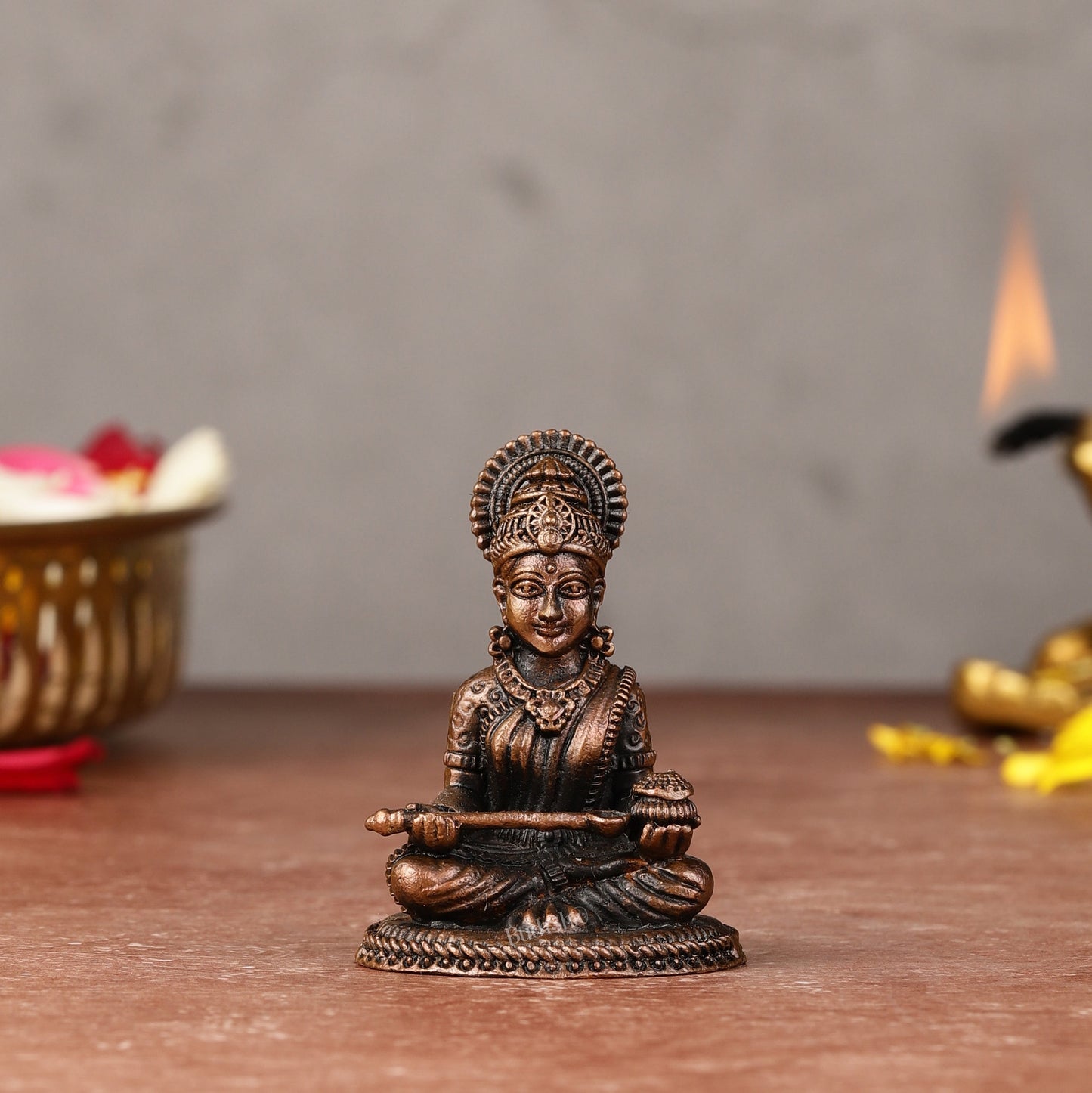 Pure Copper Annapoorna Idol - 2.5-inch - Sama Homes Idol - Brass Sculpture