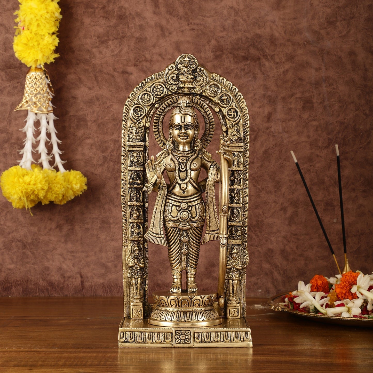 Pure Brass Superfine Ayodhya Ram Lalla Idol - 12" - Sama Homes Idol - Brass Sculpture