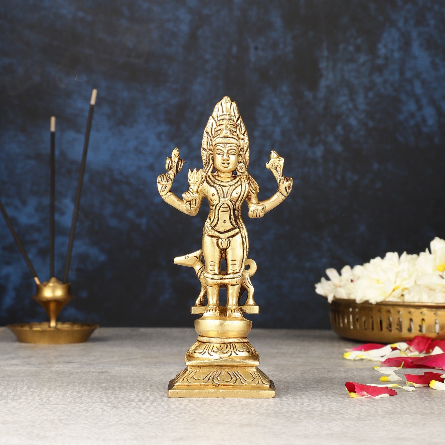 Superfine Brass Kaal Bhairav Idol - 6.5 - Sama Homes Idol - Brass Sculpture
