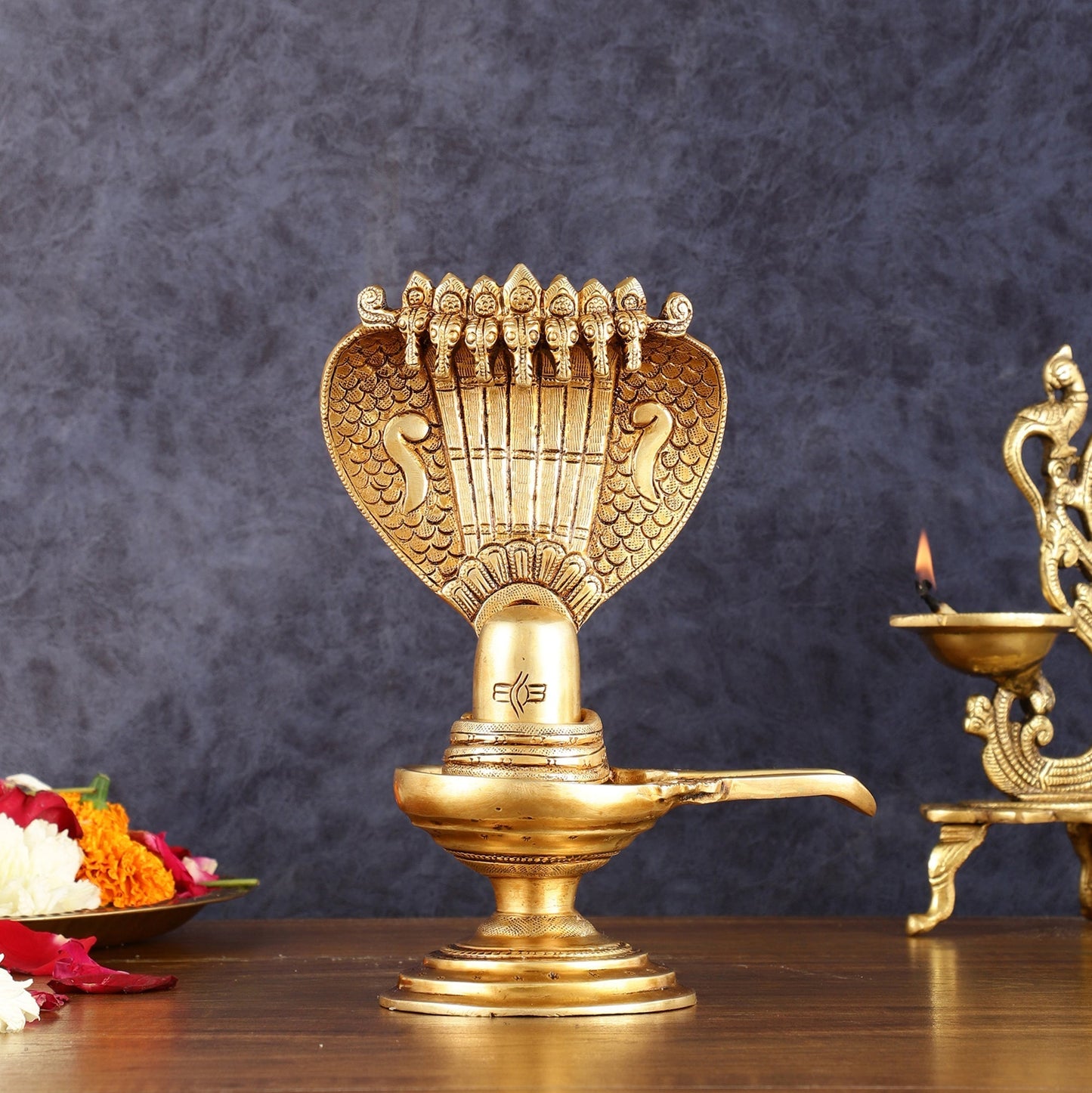 Brass Shivling 8 " | 100% Certified Copper & Brass - Sama Homes Idol - Brass Sculpture