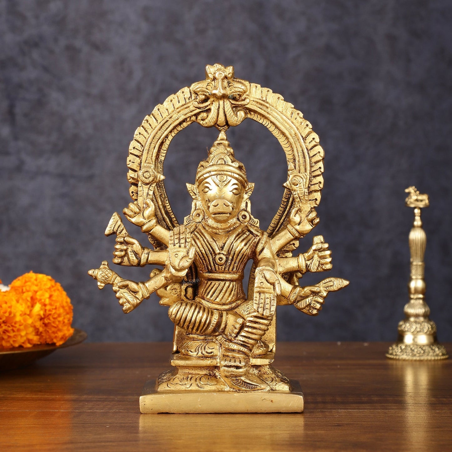 Brass Superfine Goddess Varahi Idol - 7 Inch - Sama Homes Idol - Brass Sculpture