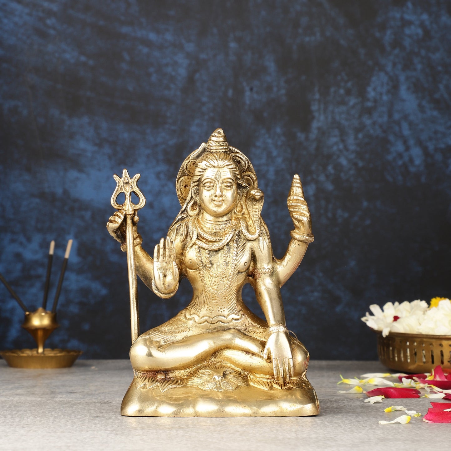 Brass Shiva Statue Murti 6.5 " | 100% Certified Copper & Brass - Sama Homes Idol - Brass Sculpture