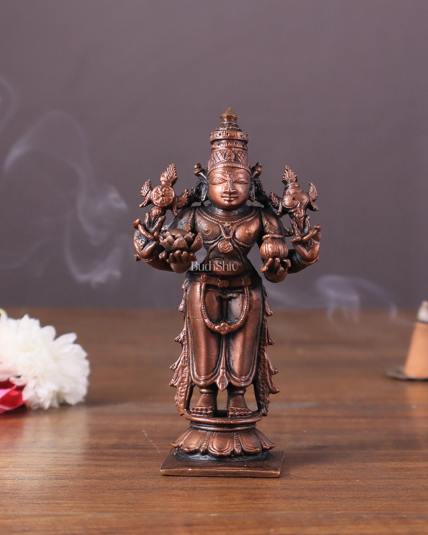 Pure Copper Dhanvantari Idol – 4" - Sama Homes Idol - Brass Sculpture