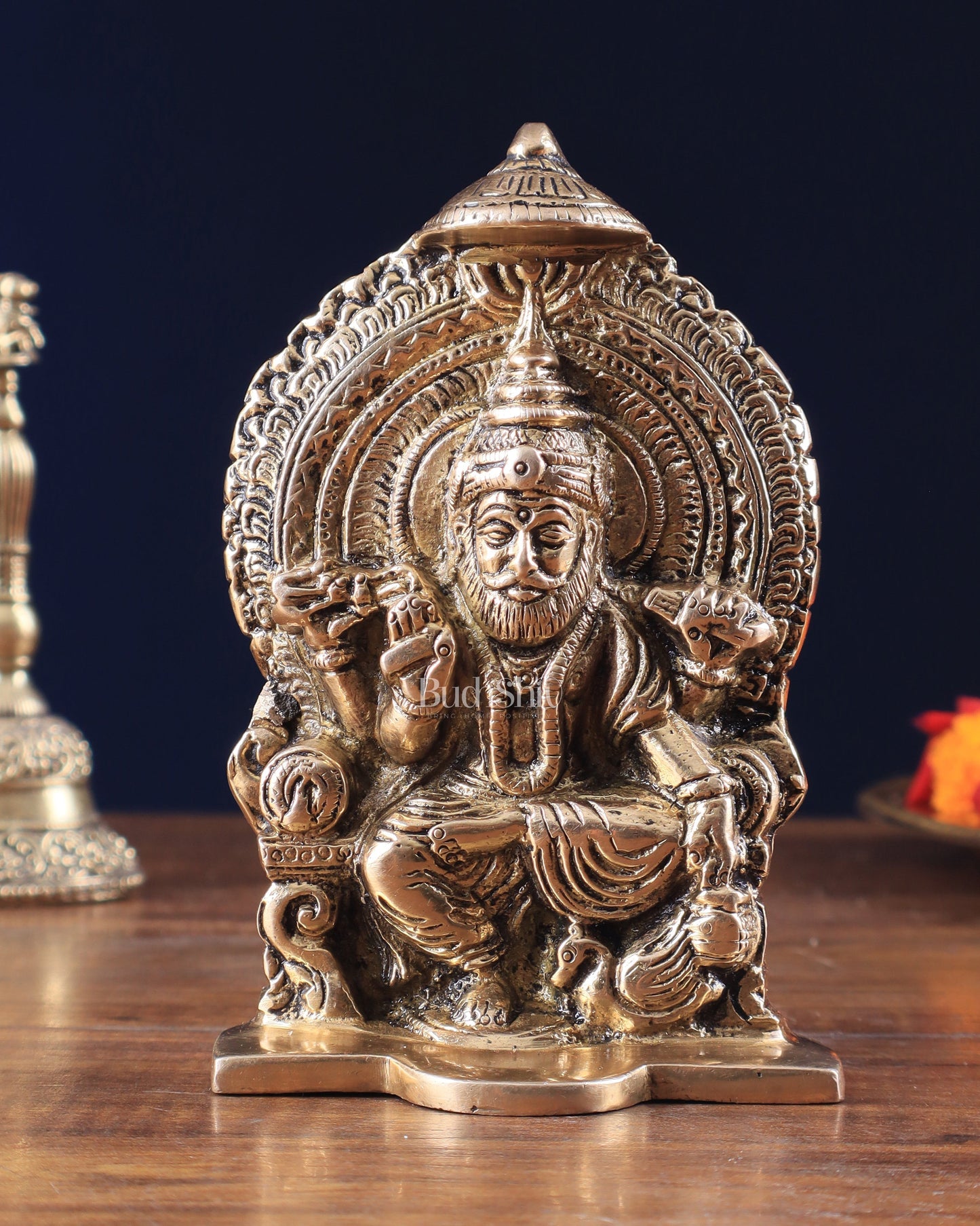 Pure Brass Lord Vishwakarma Idol 5.5" - Sama Homes Idol - Brass Sculpture