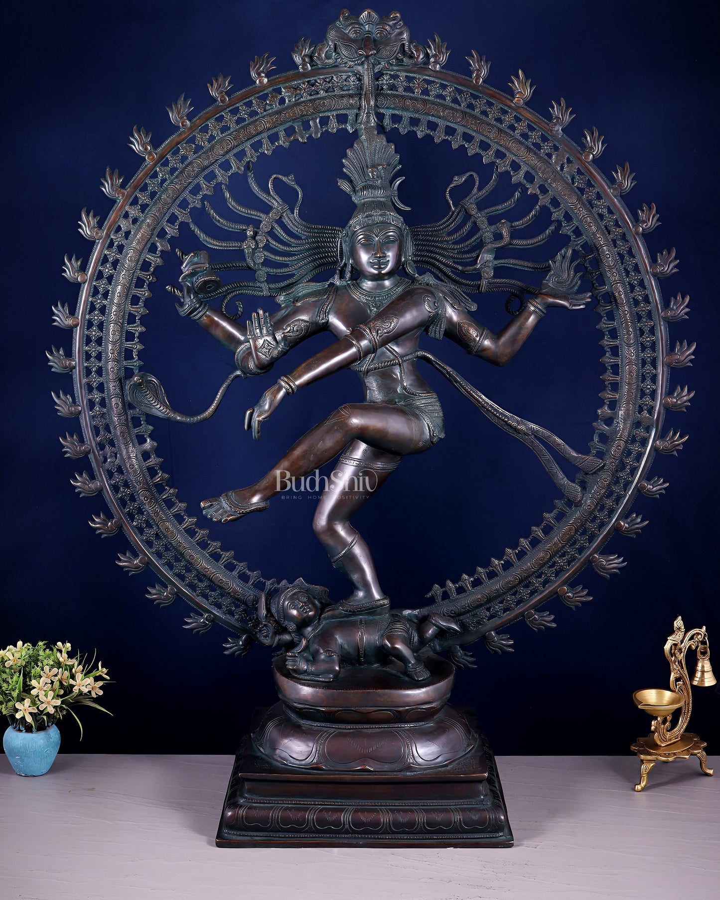 Handcrafted Brass Nataraja Statue - Height 36" Chola Black tone - Sama Homes Idol - Brass Sculpture