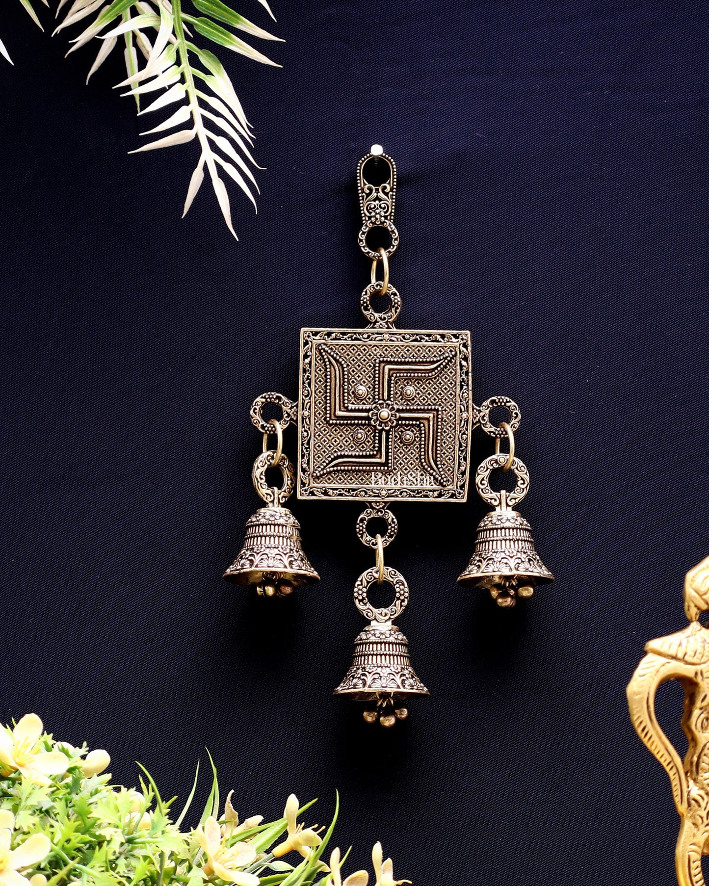 Pure Brass Small Swastik Wall Hanging - Lightweight 6.5" – Sama Homes