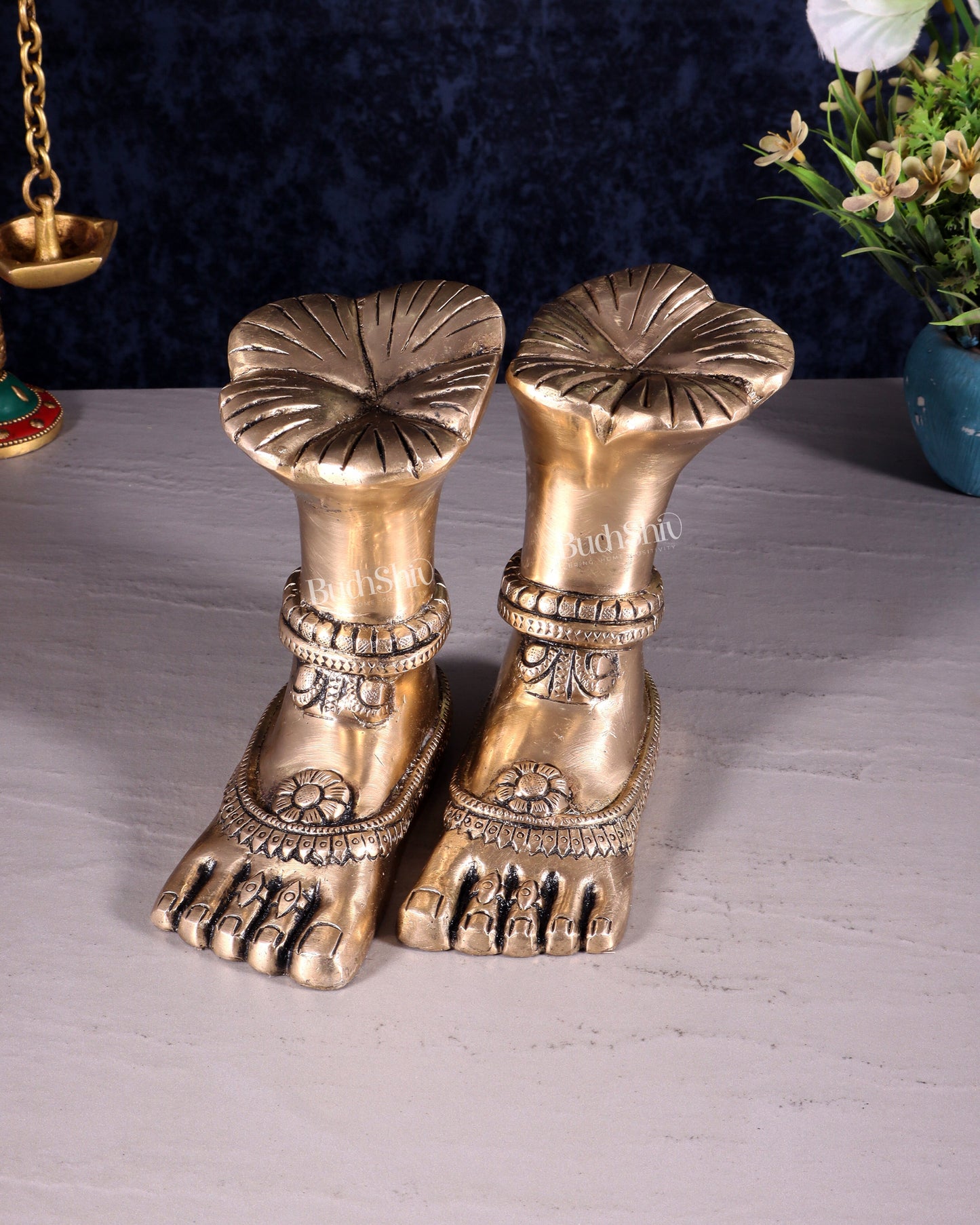 Pure Brass Goddess Lakshmi Charan (Holy Feet) Idol - Sama Homes Idol - Brass Sculpture