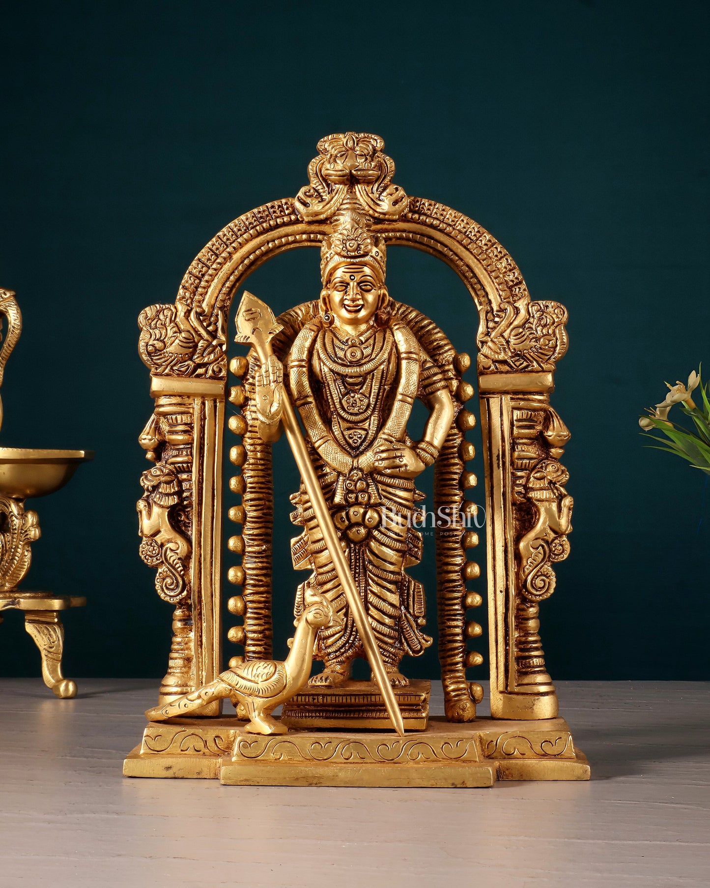 Pure Brass Lord Murugan Swamy statue 9" - Sama Homes Idol - Brass Sculpture