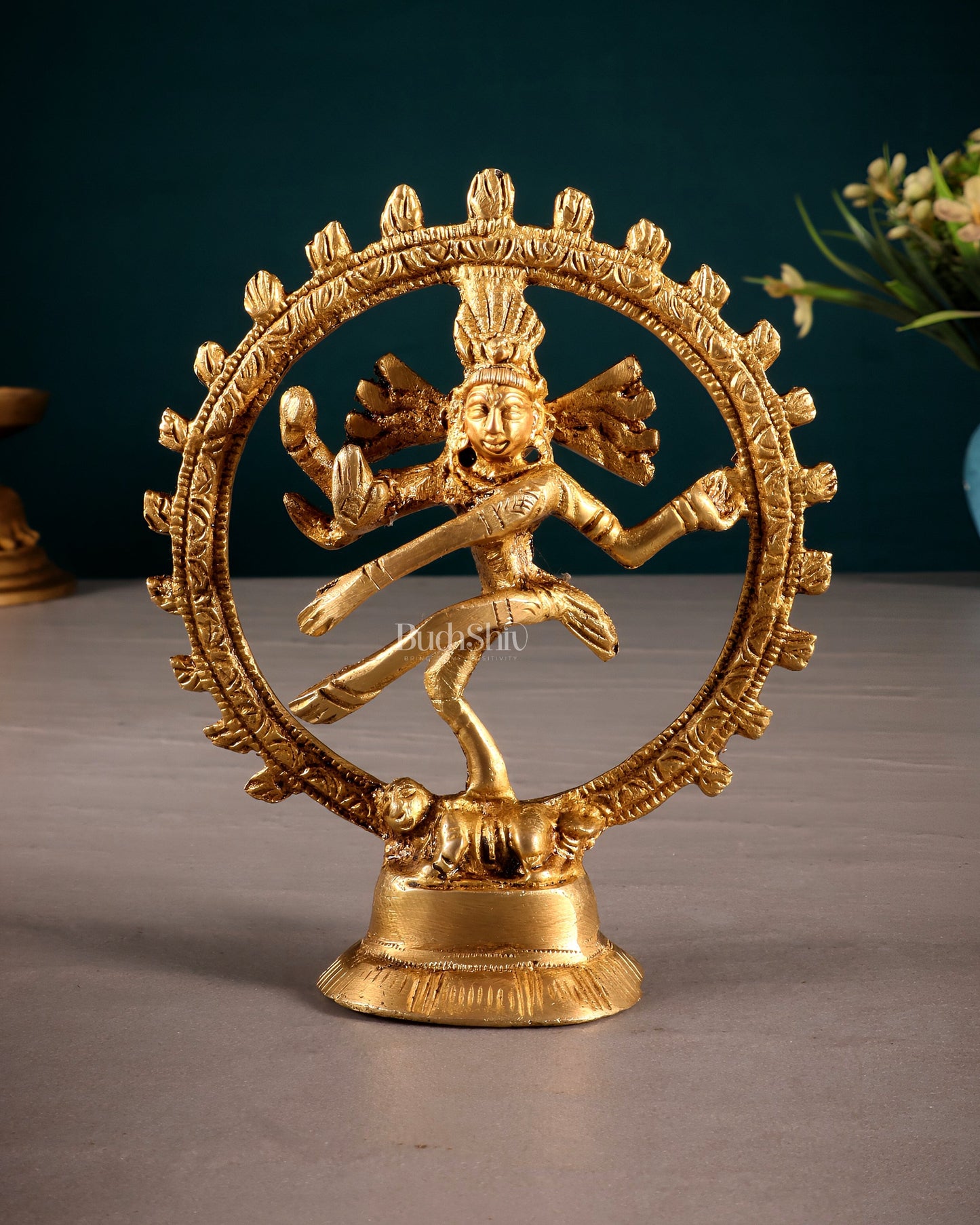 Brass Miniature Nataraja Statue – 4 Inch | 100% Certified Copper & Brass - Sama Homes Idol - Brass Sculpture
