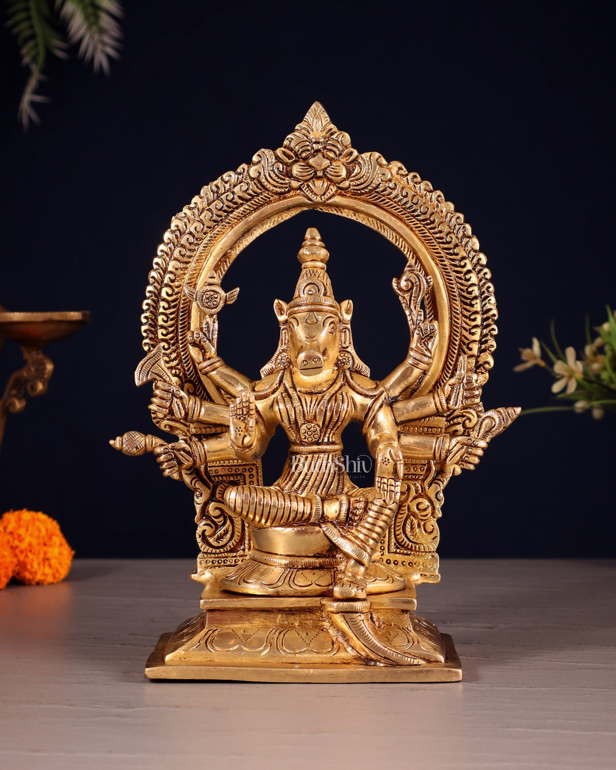 Brass Superfine Varahi Amman Idol 8" - Sama Homes Idol - Brass Sculpture