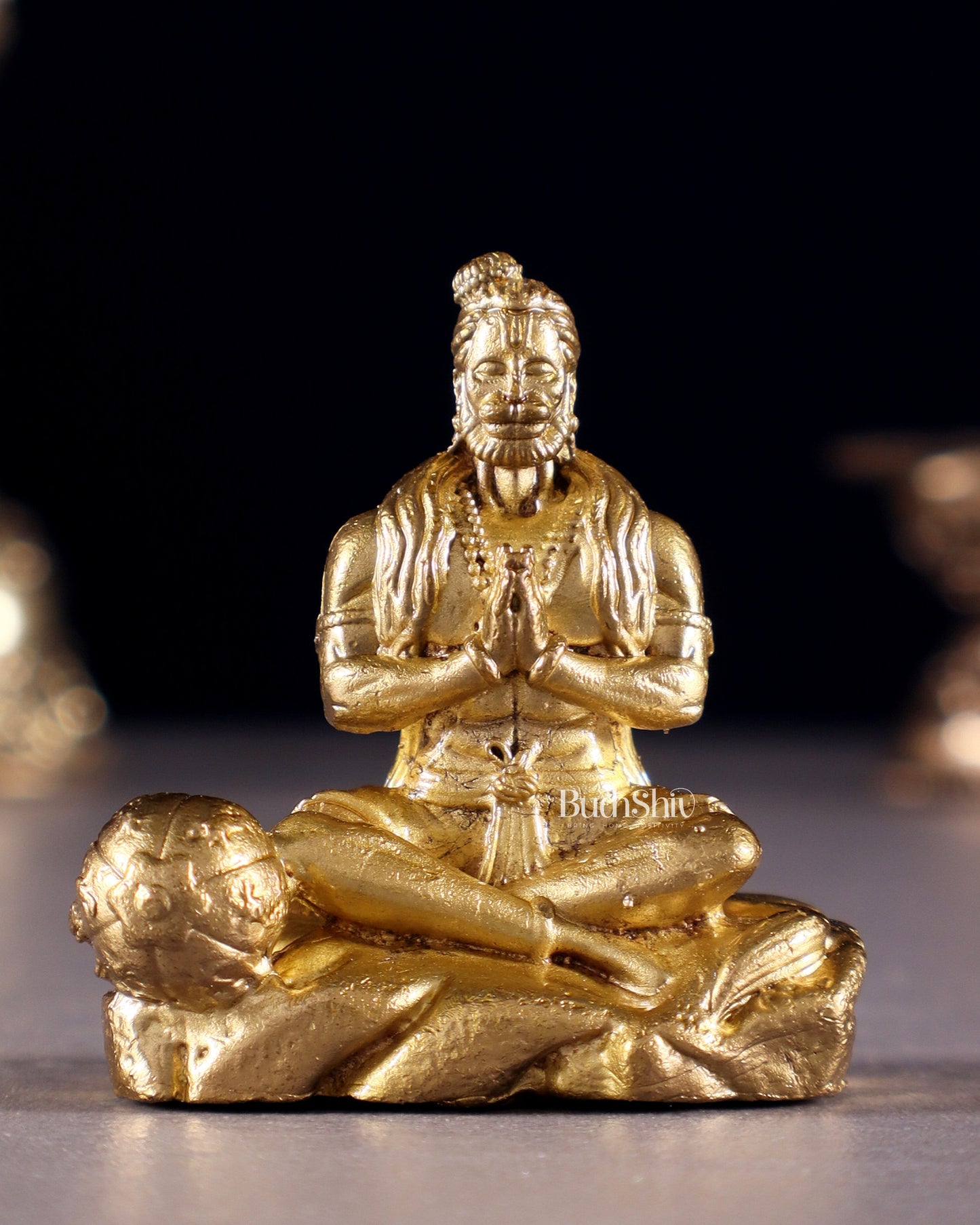 Pure Bronze Panchaloha Miniature Hanuman Idol in Anjali Mudra – 1.5" - Sama Homes Idol - Brass Sculpture