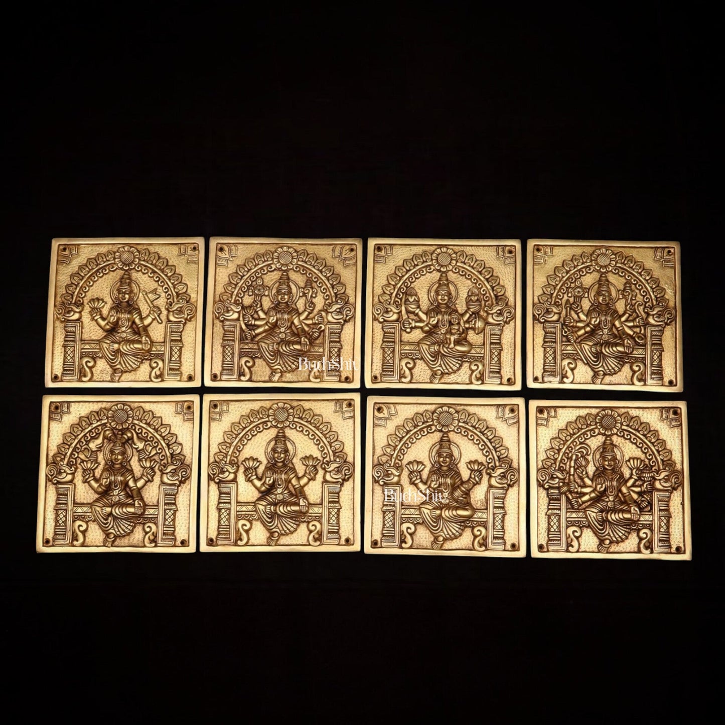 Pure Brass Ashtalakshmi Wall Hangings – Large Set 7" - Sama Homes Idol - Brass Sculpture