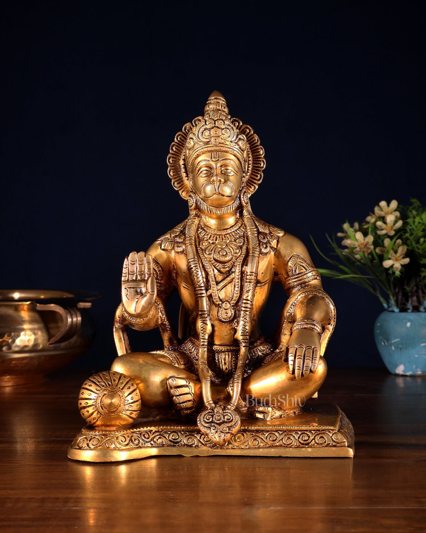 Hanuman ji Brass Idol 9.5" - Sama Homes Idol - Brass Sculpture