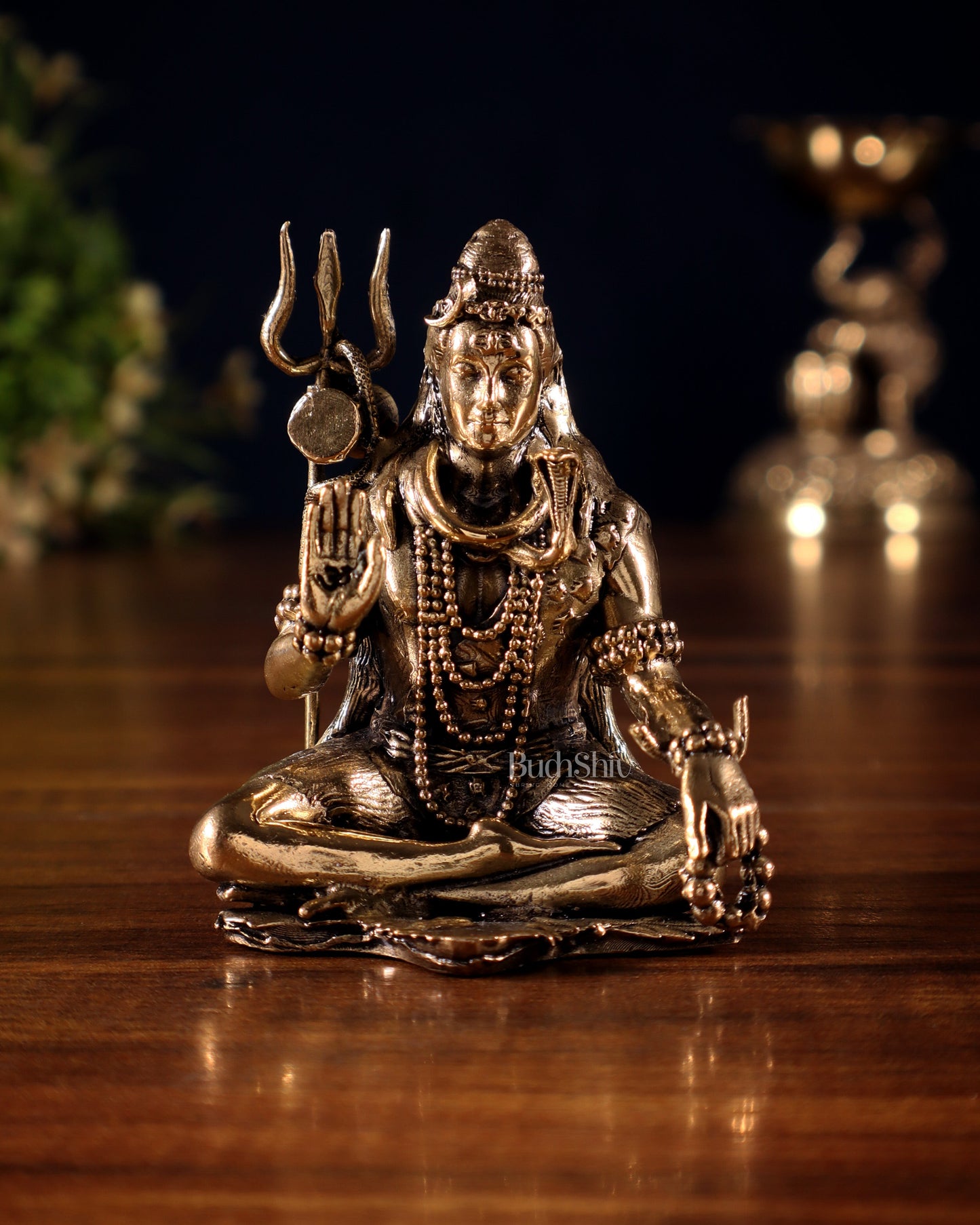 Pure Brass Superfine Blessing Lord Shiva Idol – 3" - Sama Homes Idol - Brass Sculpture