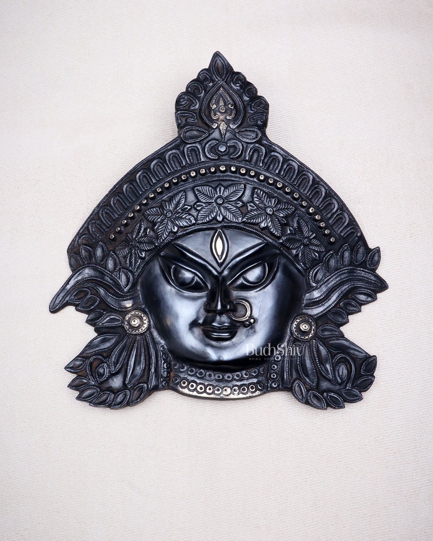 Brass Durga Wall Hanging 8x11 inch black edition | 100% Certified Copper & Brass - Sama Homes Idol - Brass Sculpture