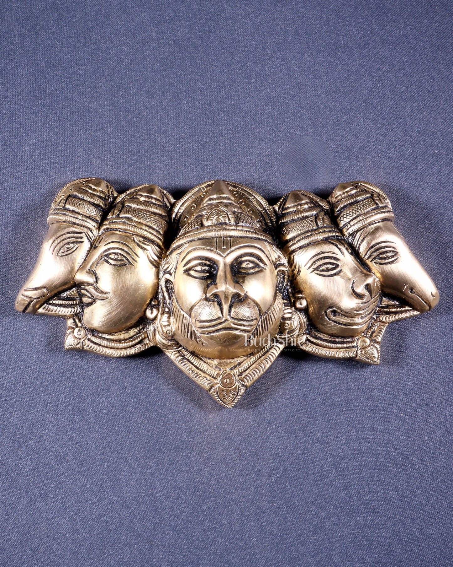 Pure Brass Panchmukhi Hanuman 5 Faces Wall Hanging – 4.5 Inch (original mould) - Sama Homes Idol - Brass Sculpture