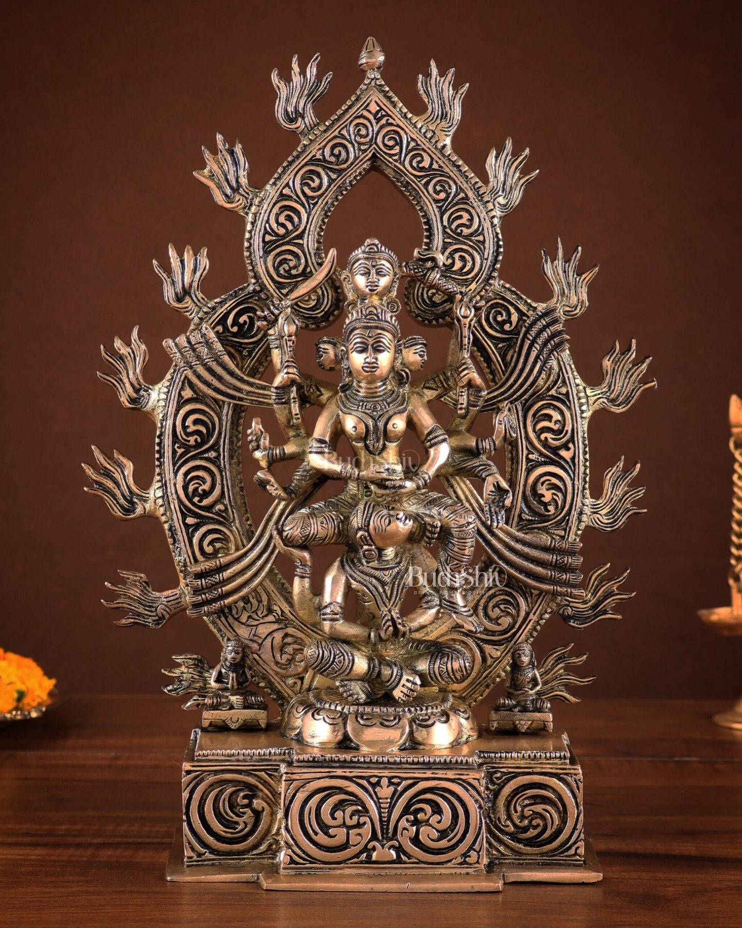 Pure Brass Superfine Goddess Kamakhya Devi Statue 12" - Sama Homes Idol - Brass Sculpture