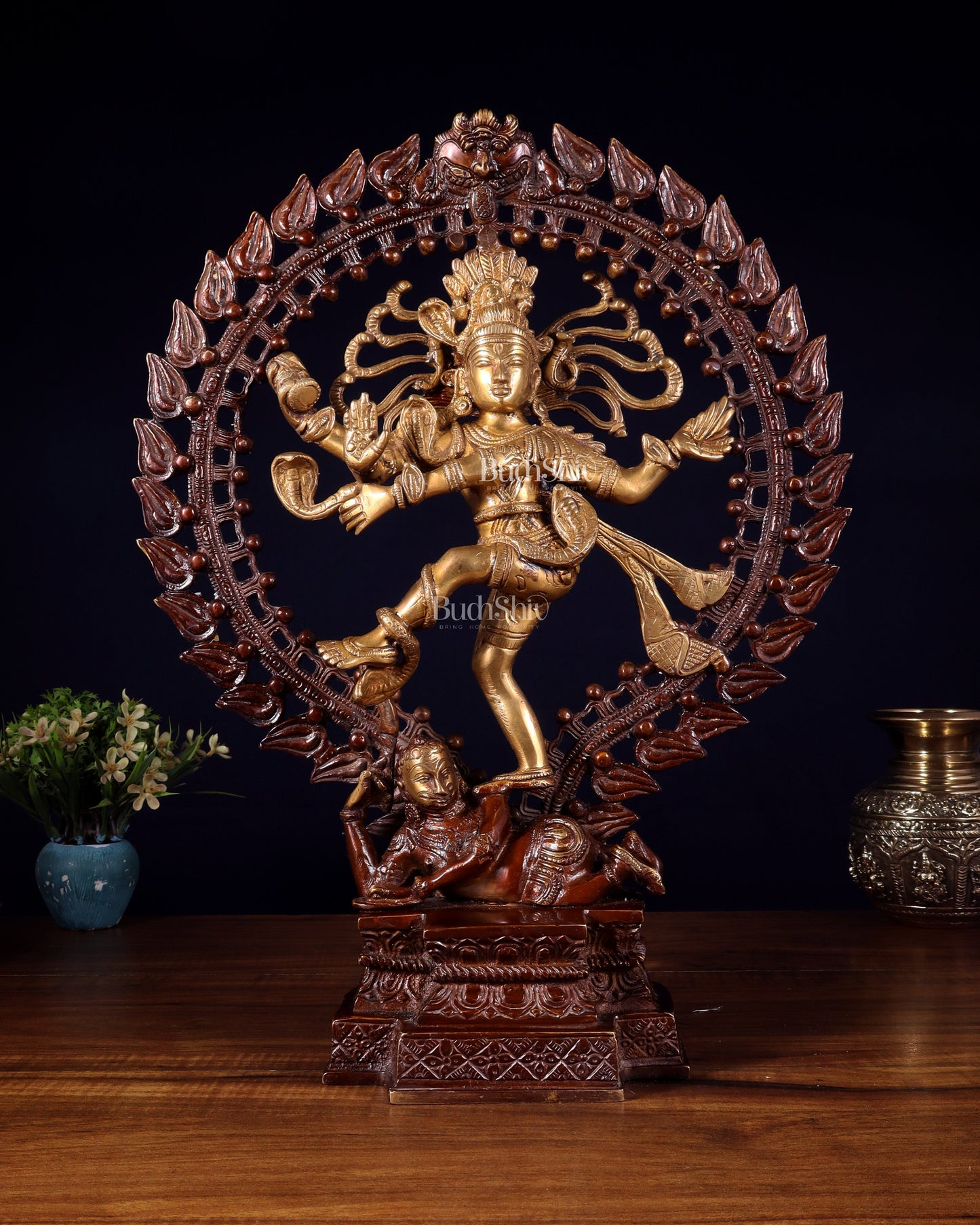 Pure Brass Nataraja Statue - Height 17" - Sama Homes Idol - Brass Sculpture