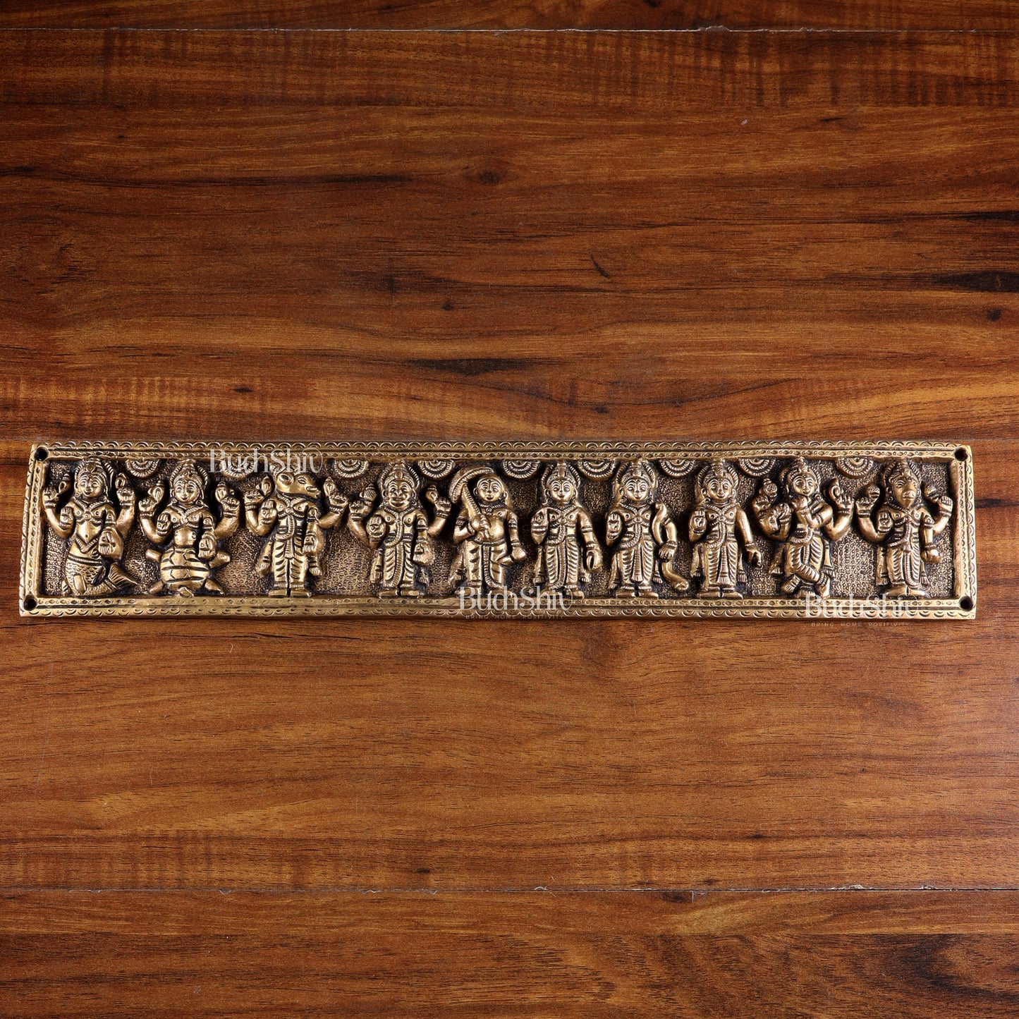Vintage Brass Vishnu Dashavatar Wall Panel 16 inch wide - Sama Homes Idol - Brass Sculpture