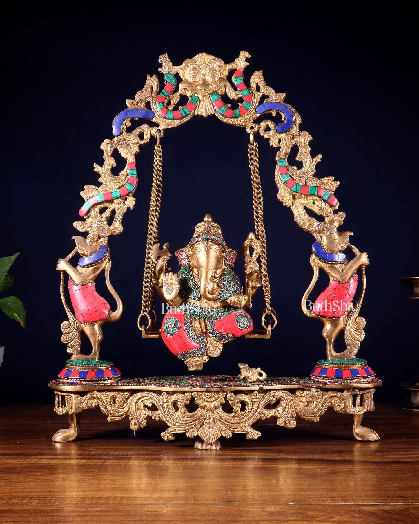 Brass Lord Ganesha Swing - 18 Inch | 100% Certified Copper & Brass - Sama Homes Idol - Brass Sculpture