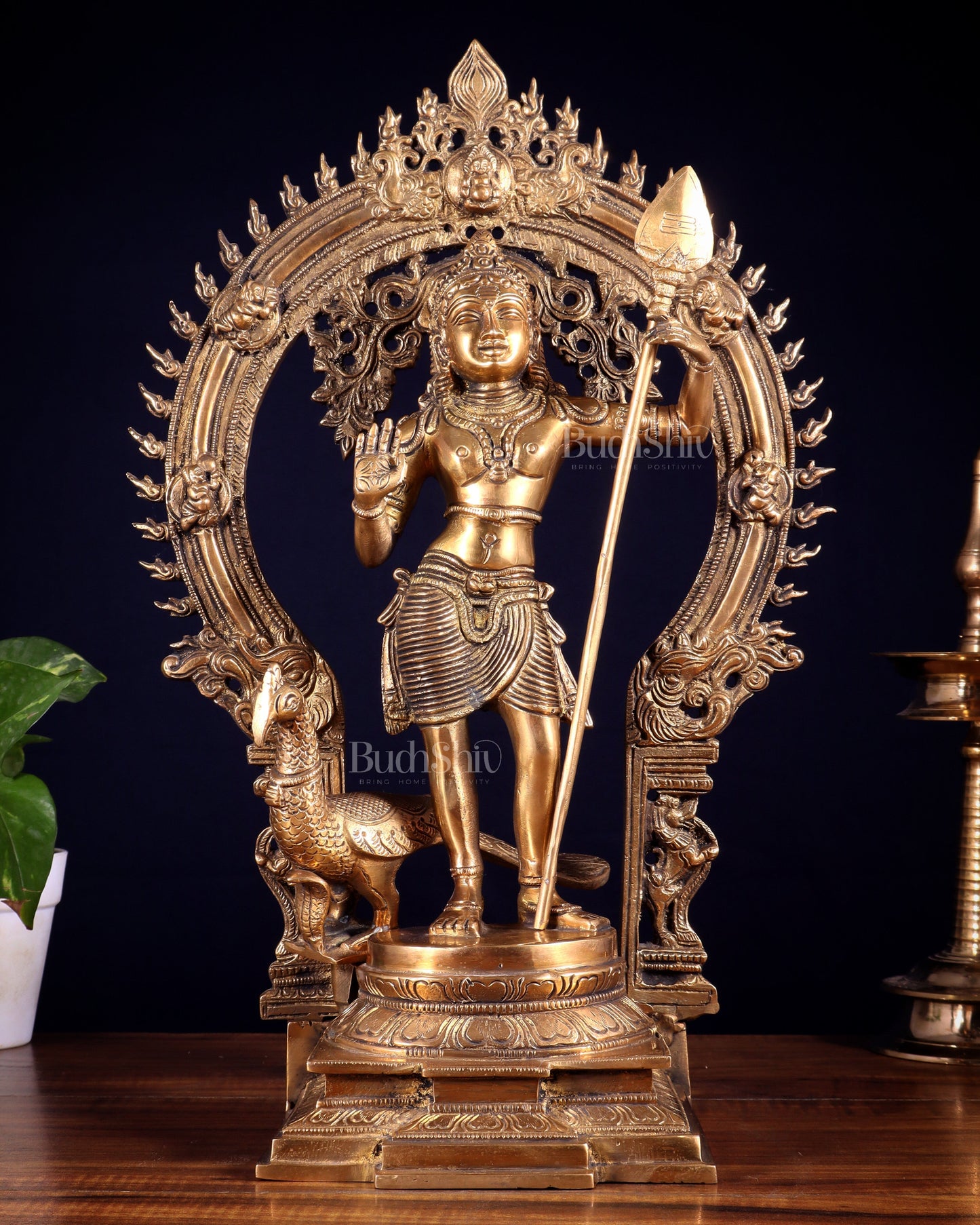 Pure Brass Murugan swamy Kartikeya Idol 16.5 inch