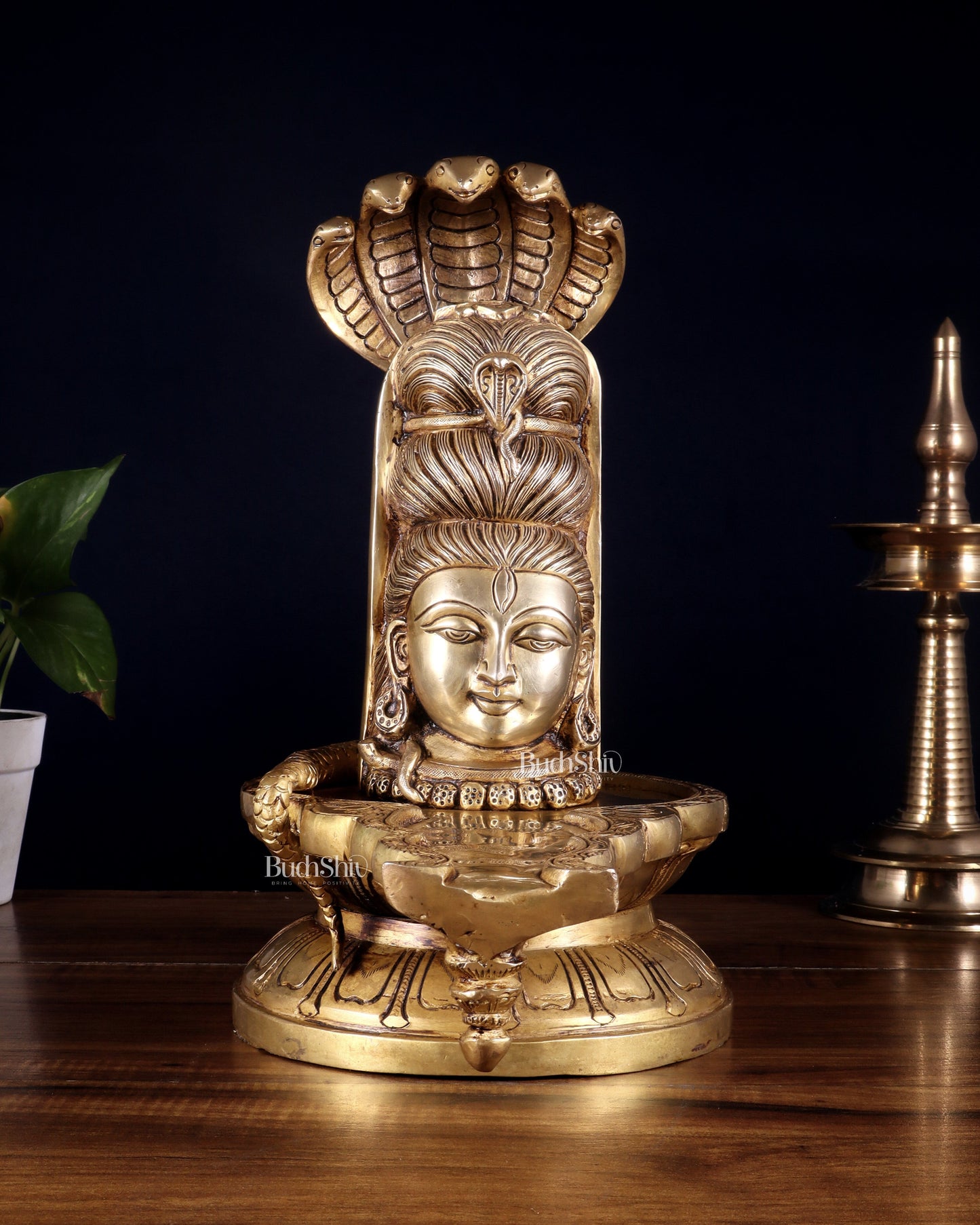 Pure Brass Lord Shiva Mukhalingam Shivling – 12 Inch - Sama Homes Idol - Brass Sculpture