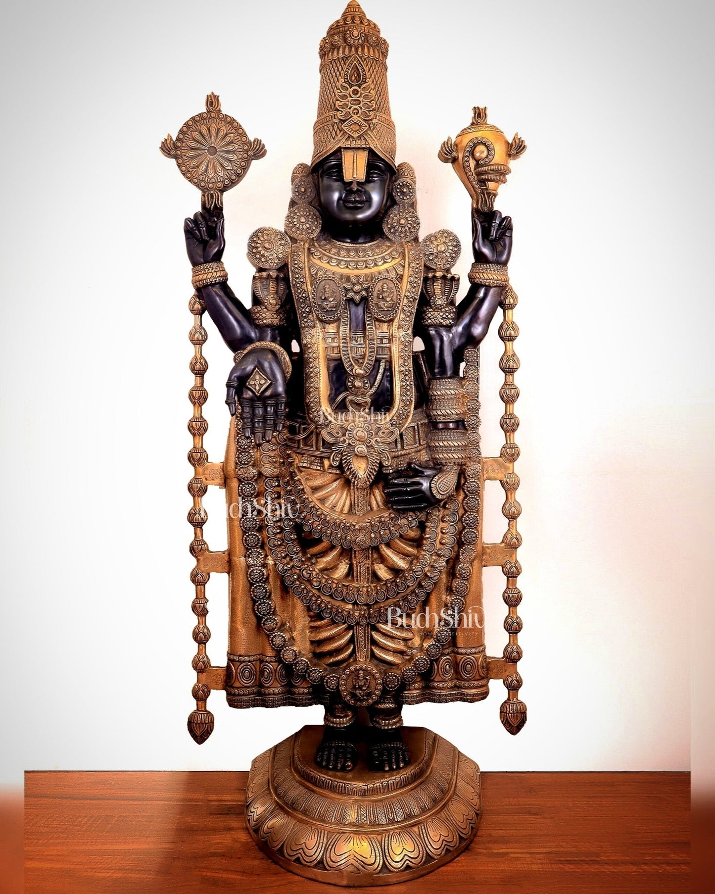 Brass Tirupati Balaji Lord Venkateshwara Swamy 6 Feet Statue - Sama Homes Idol - Brass Sculpture