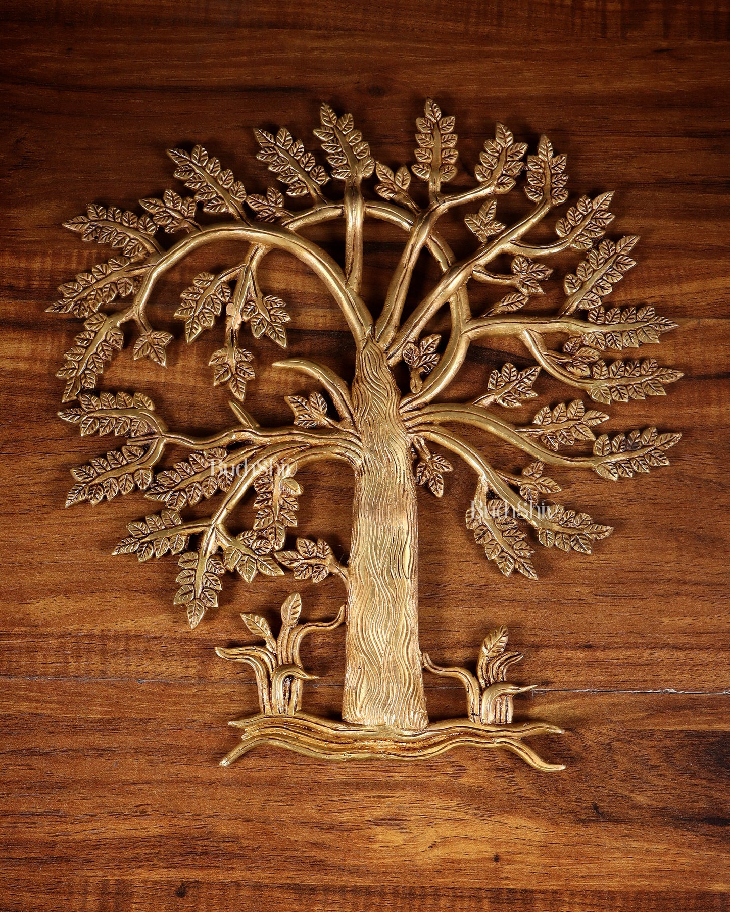 Pure Brass Kalpavriksha Tree Wall Hanging – 35 cm (14 inch - Sama Homes Idol - Brass Sculpture