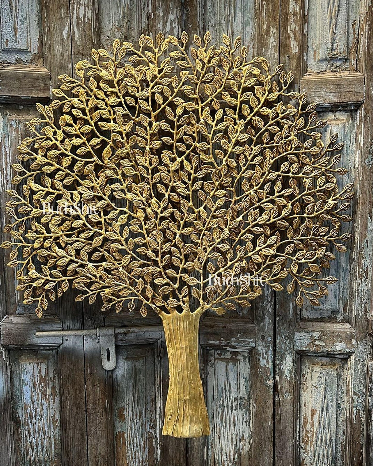 Brass Handcrafted Kalpavriksha Tree Wall Hanging - Superfine Brass 33" | 100% Certified Copper & Brass - Sama Homes Idol - Brass Sculpture