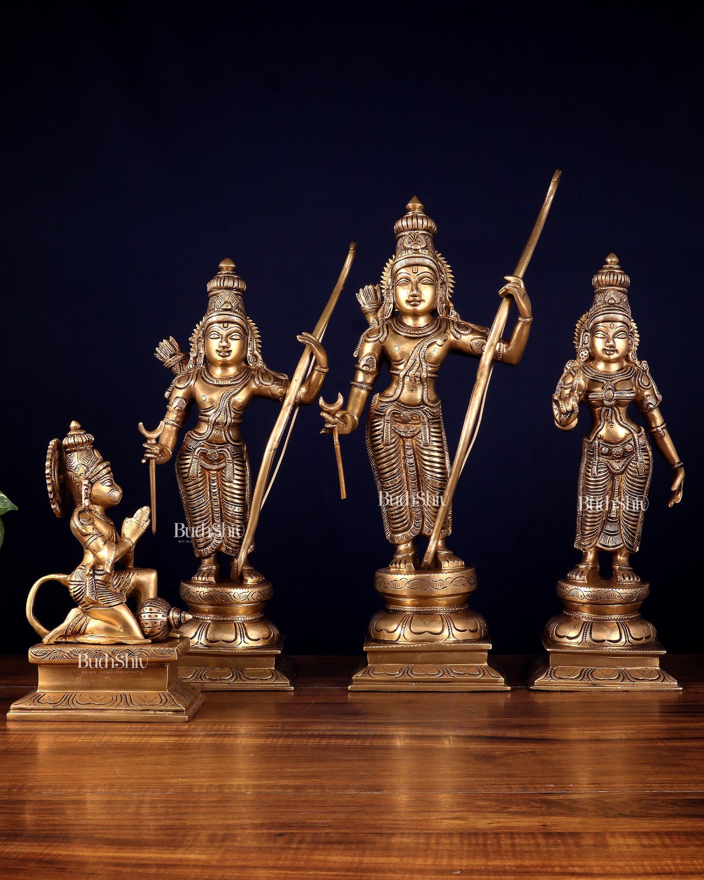 Brass Ram darbar Statues 18 inch sharp details | 100% Certified Copper & Brass - Sama Homes Idol - Brass Sculpture