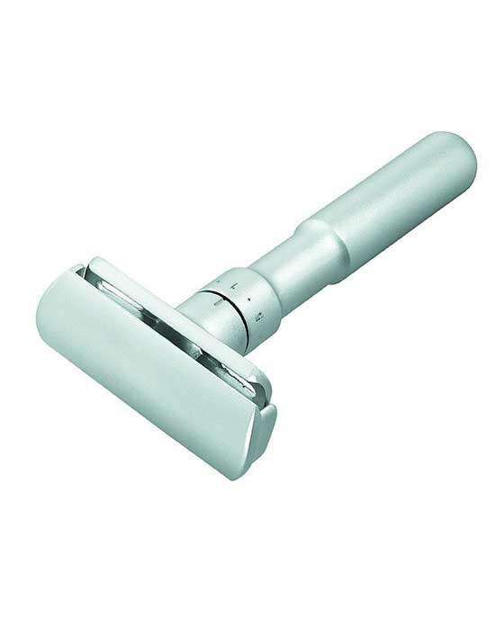 Merkur Futur Adjustable Double Edge Safety Razor Safety Razor With Snap Closure, Matte Chrome