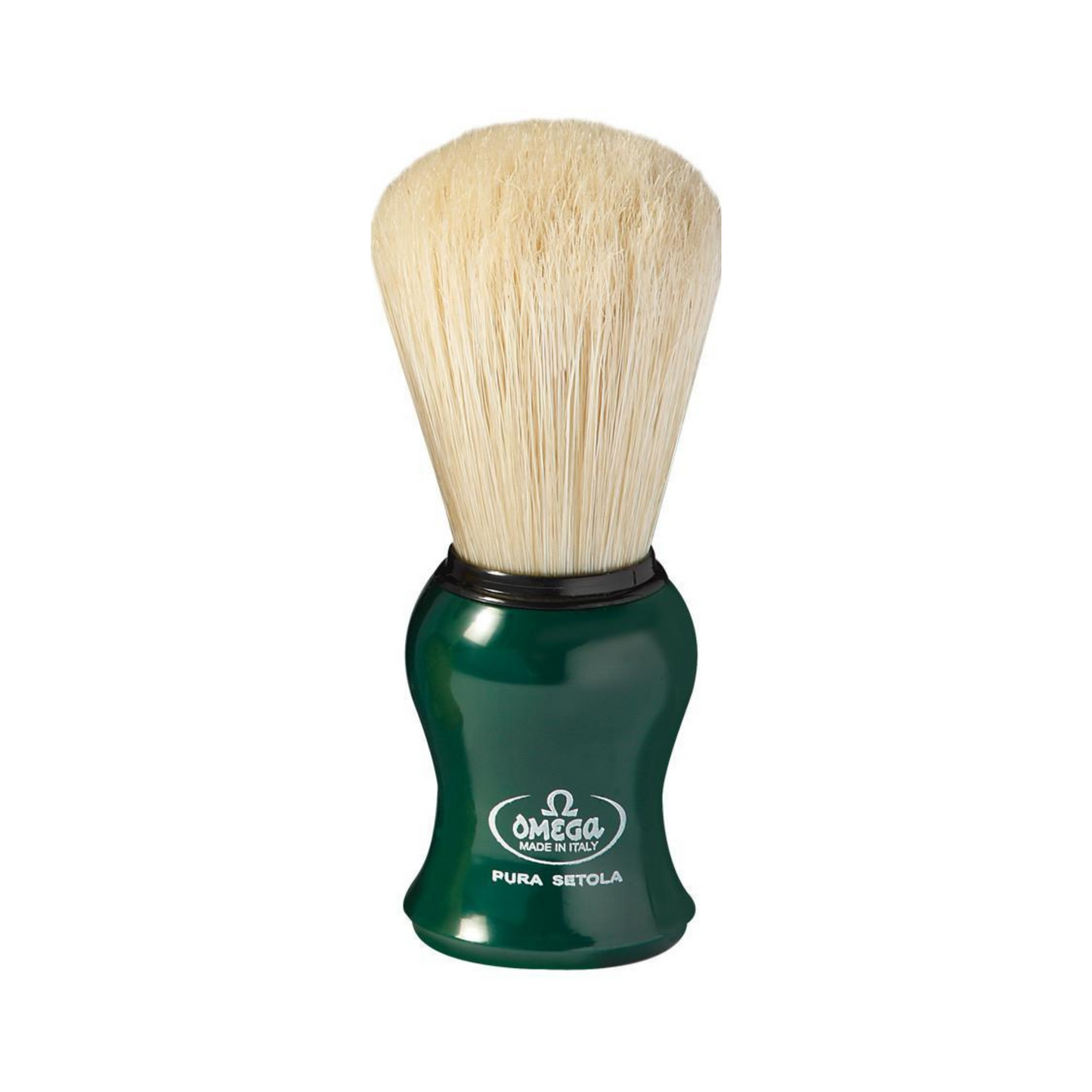 Omega Boar Bristle Shaving Brush, H:108, L:45, K:24mm, Green Handle