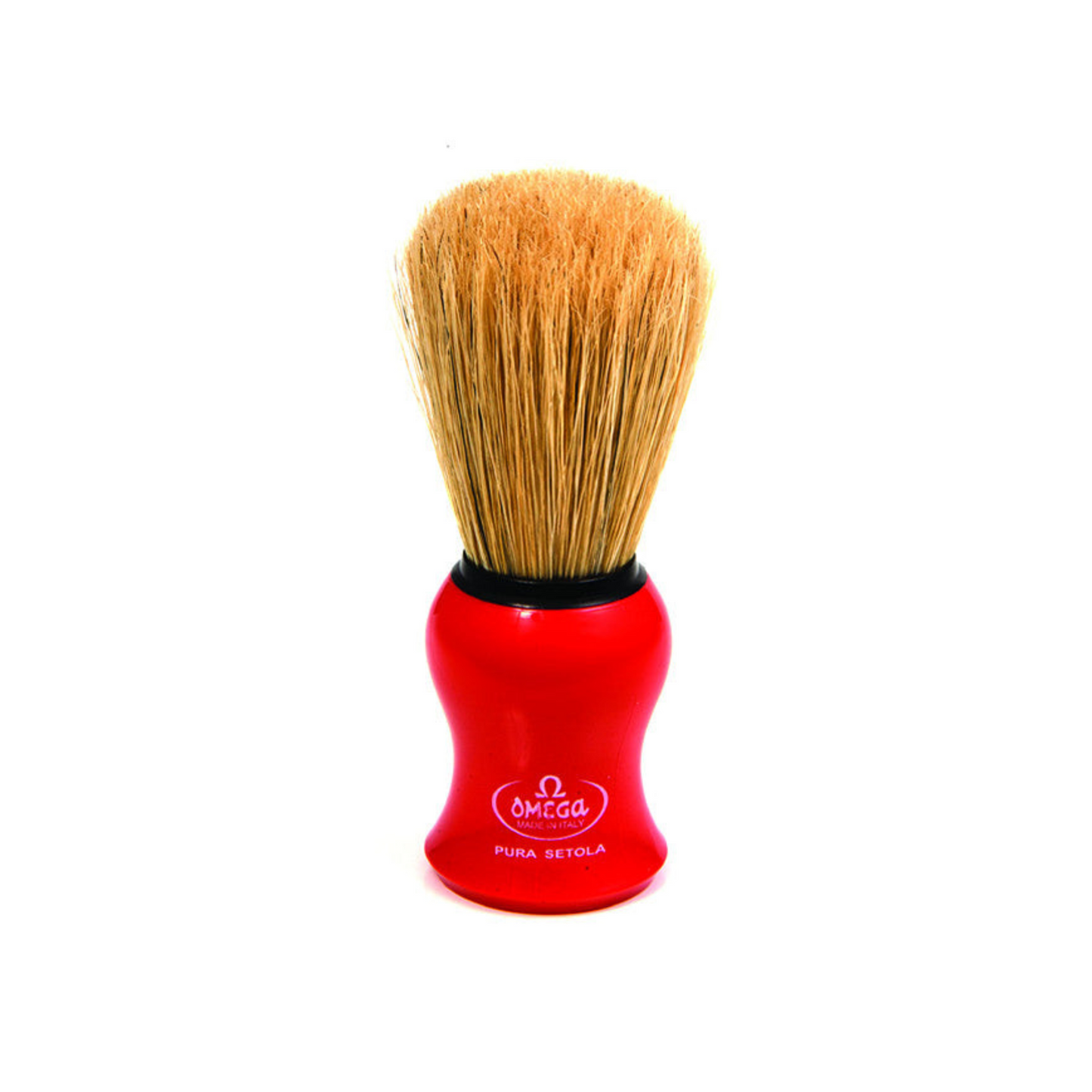 Omega Boar Bristle Shaving Brush, H:108, L:45mm, K:24, Red Handle