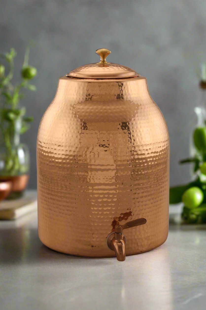 Essence Matka Hammered Copper Water Pot – Handcrafted Ayurvedic Drinkw